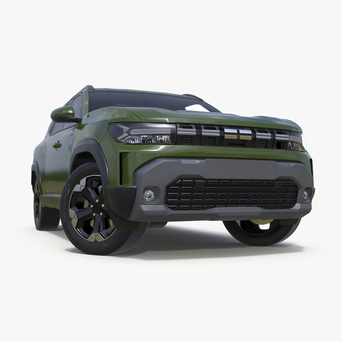 Modern Crossover SUV Green Rigged for Cinema 4D 3D