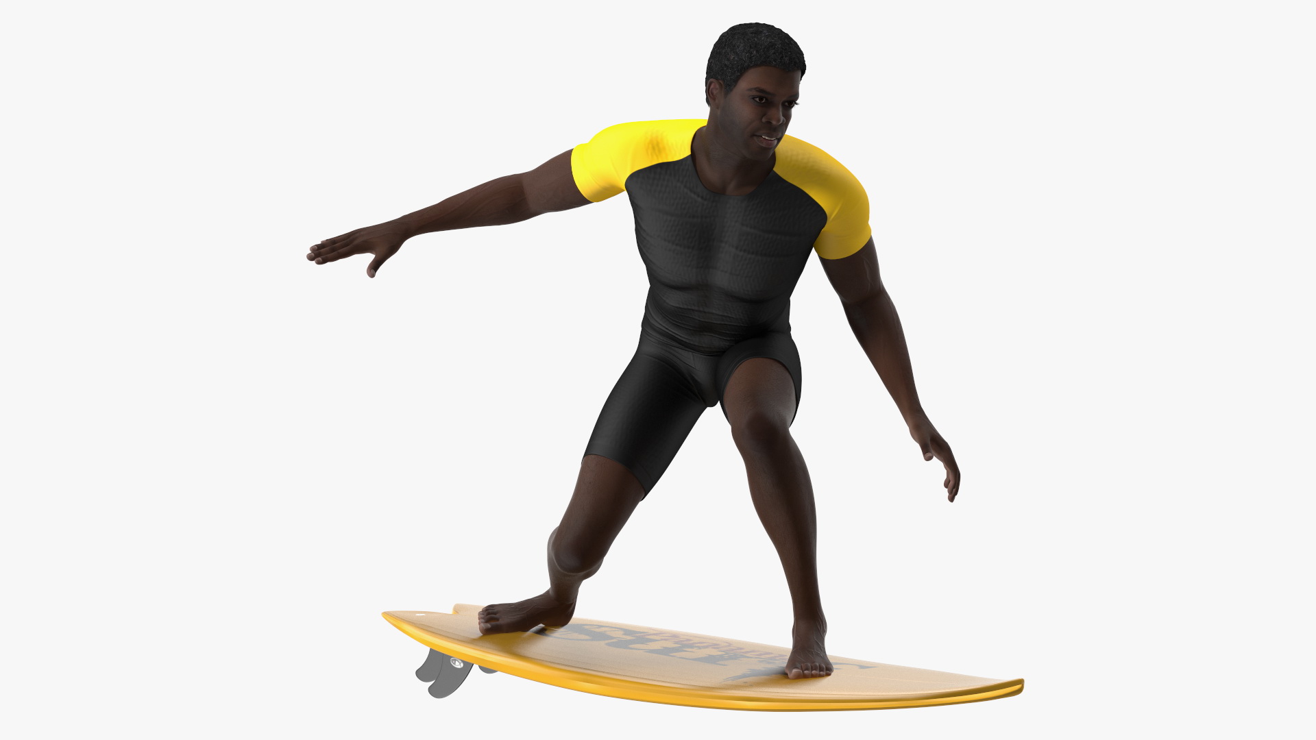 Black Man On Surfboard 3D