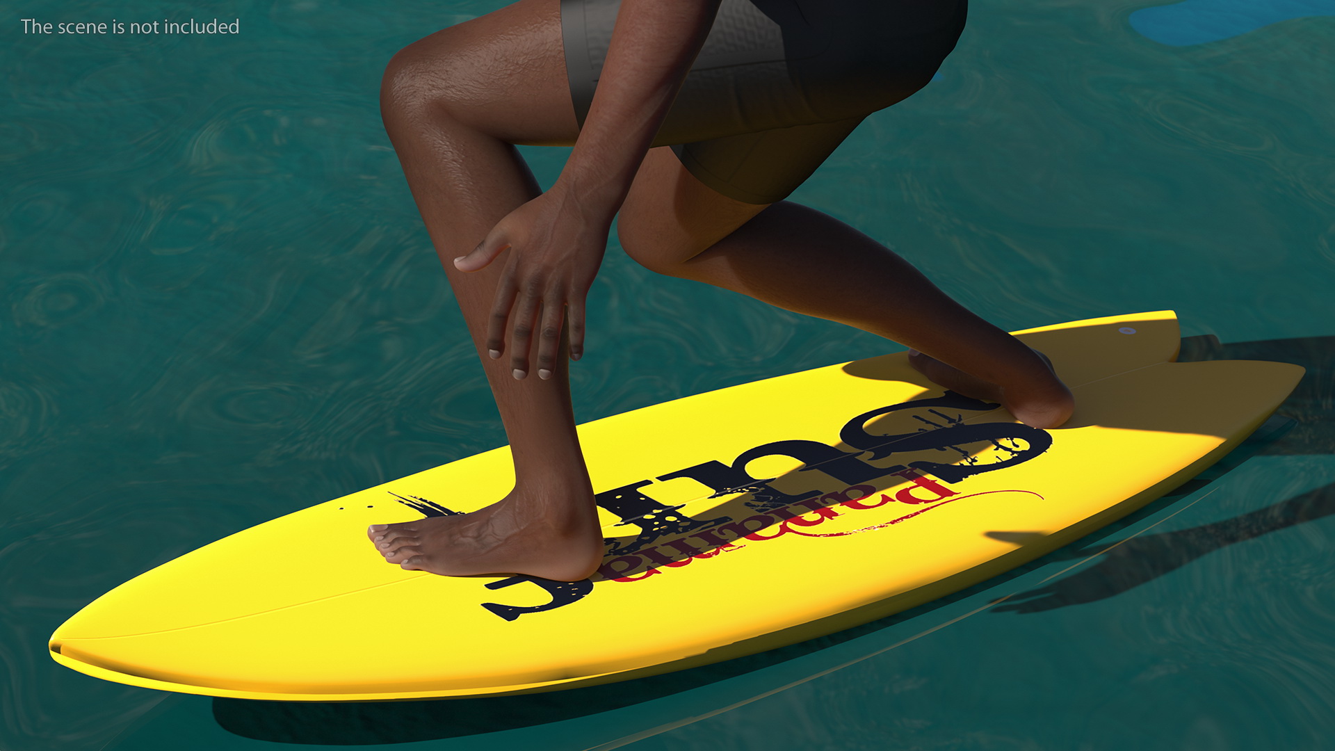 Black Man On Surfboard 3D