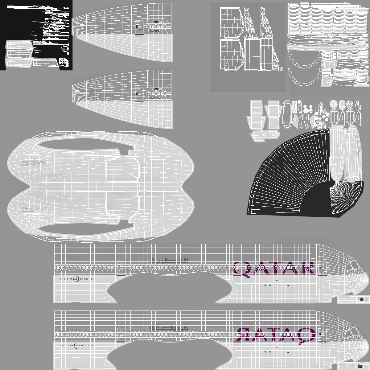 3D Boeing 787 9 Dreamliner QATAR Rigged