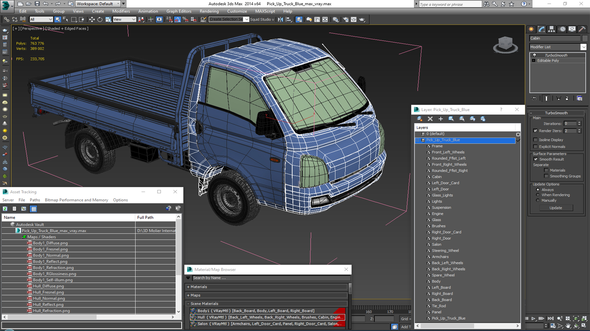 3D Pick Up Truck Blue model