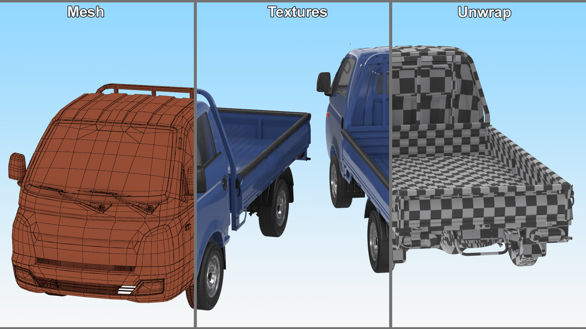 3D Pick Up Truck Blue model