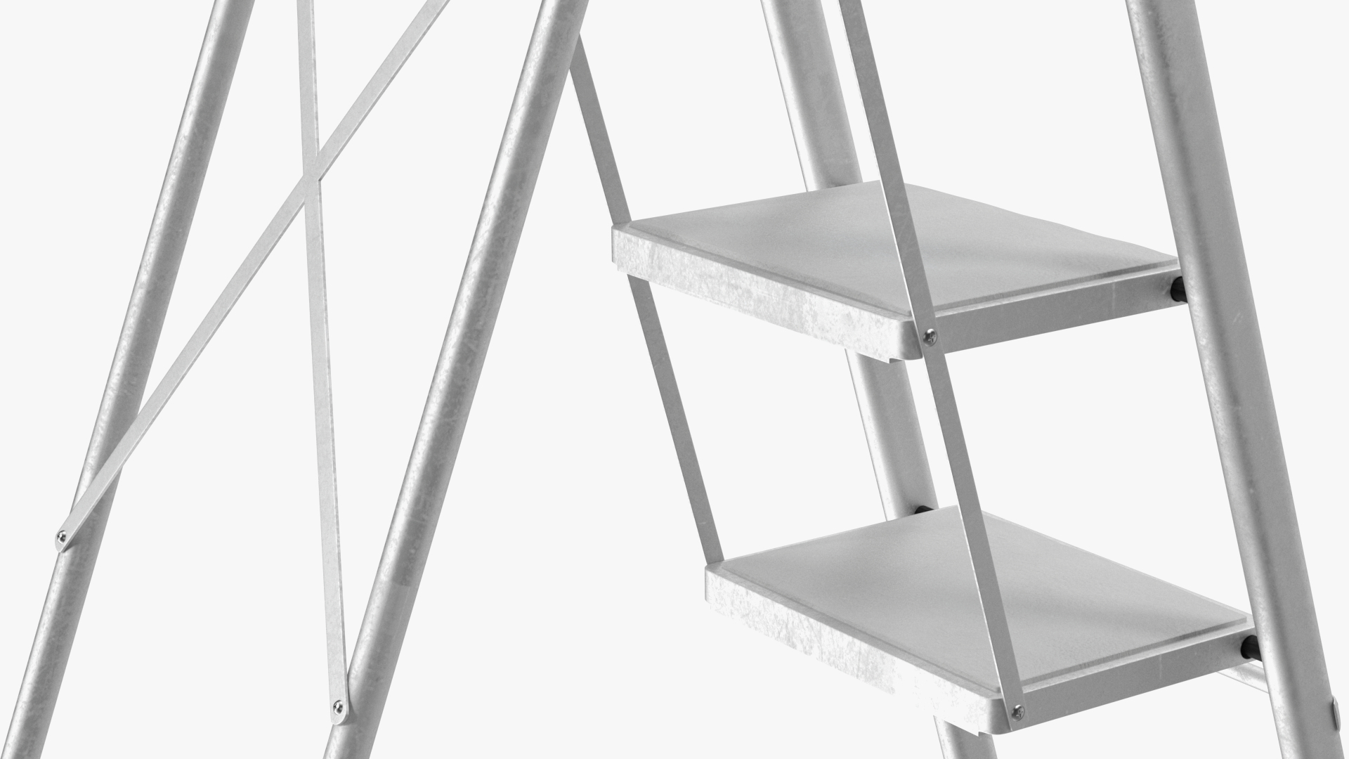 3D 4 Step Folding Aluminium Household Ladder Rigged model