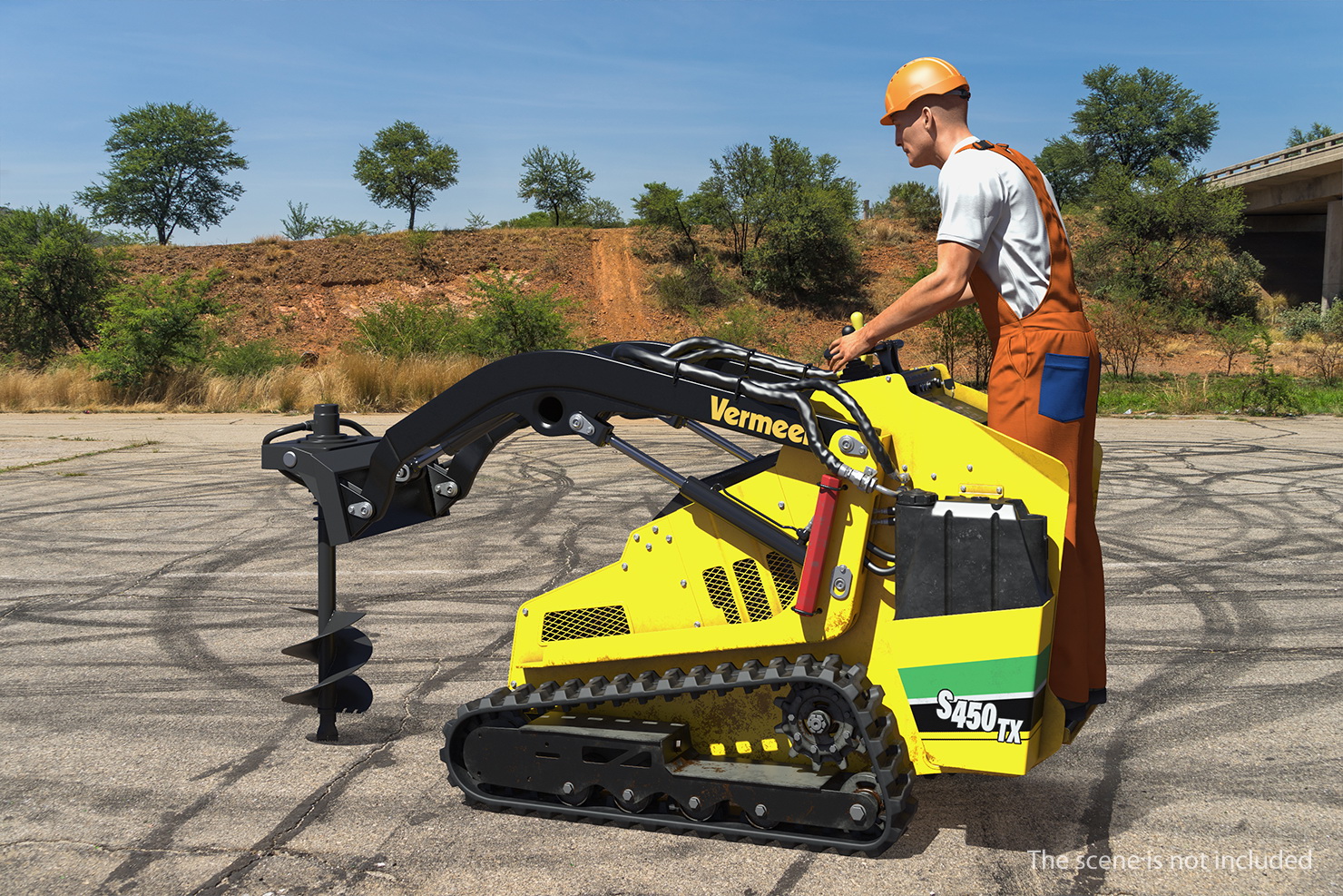 3D model Vermeer S450TX Skid Steer with Auger Drill Dirty Rigged