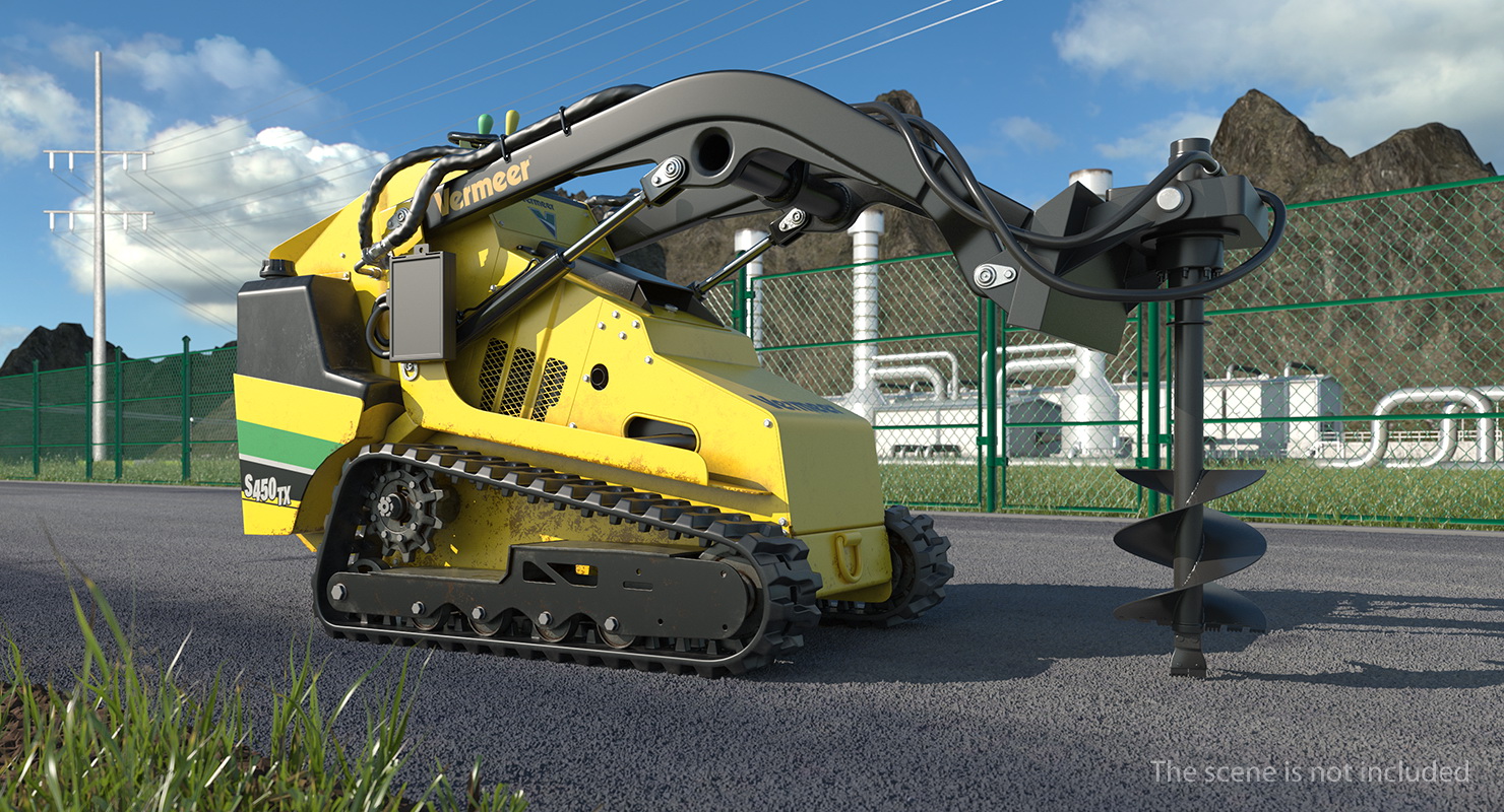 3D model Vermeer S450TX Skid Steer with Auger Drill Dirty Rigged