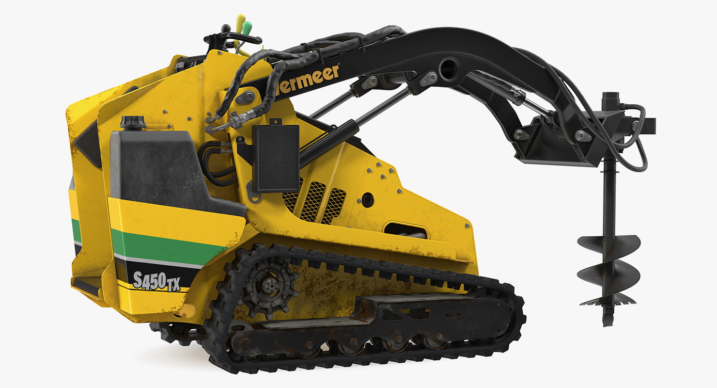 3D model Vermeer S450TX Skid Steer with Auger Drill Dirty Rigged