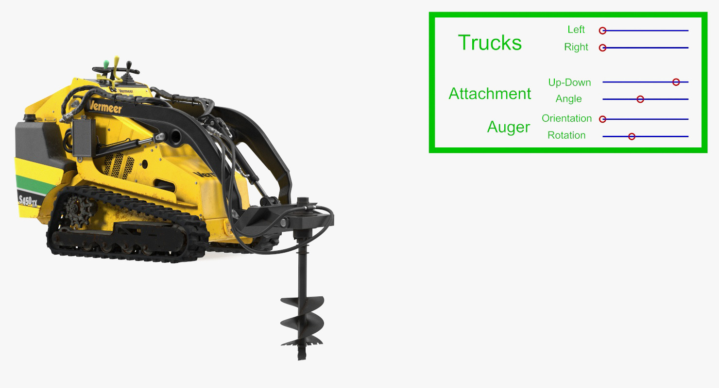 3D model Vermeer S450TX Skid Steer with Auger Drill Dirty Rigged