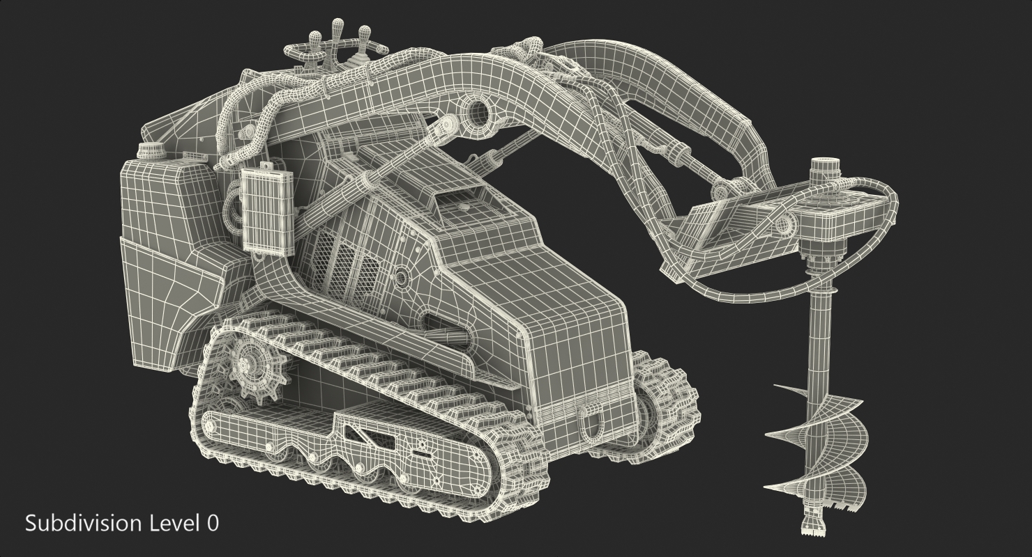 3D model Vermeer S450TX Skid Steer with Auger Drill Dirty Rigged