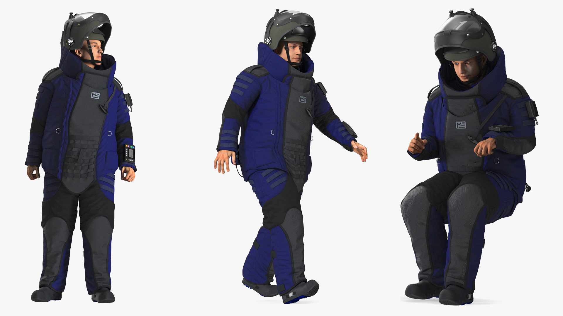 3D EOD 10 Bomb Suit Blue Rigged model