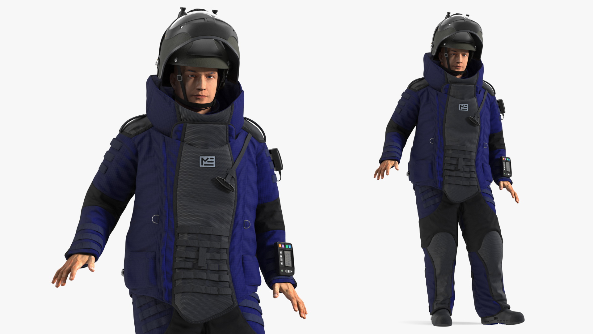 3D EOD 10 Bomb Suit Blue Rigged model