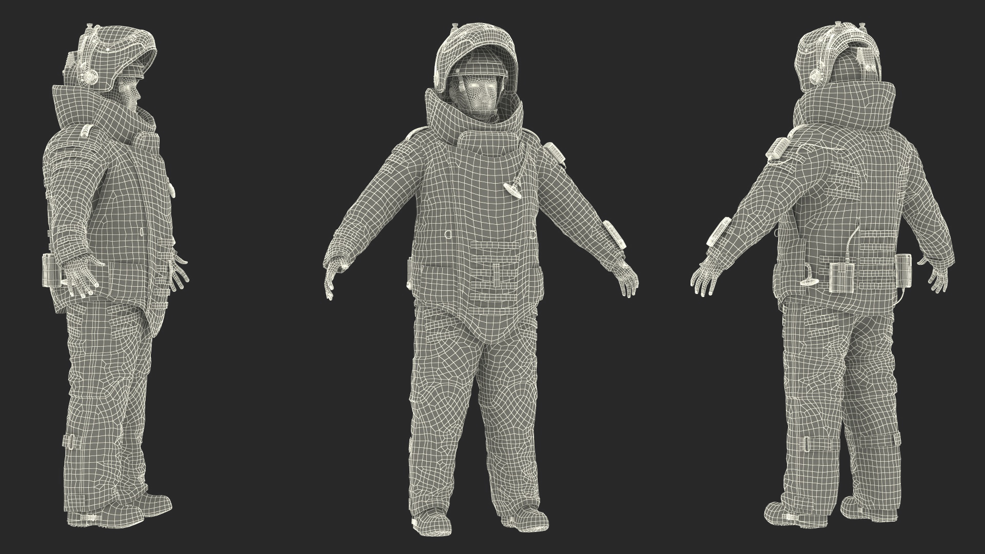 3D EOD 10 Bomb Suit Blue Rigged model