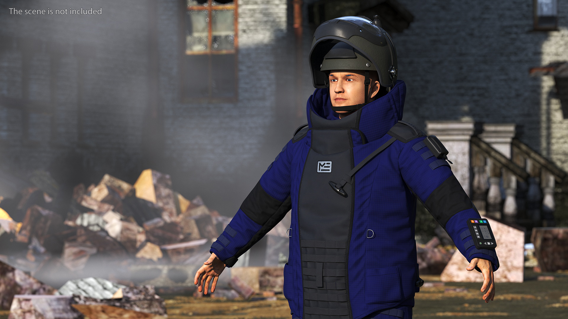 3D EOD 10 Bomb Suit Blue Rigged model