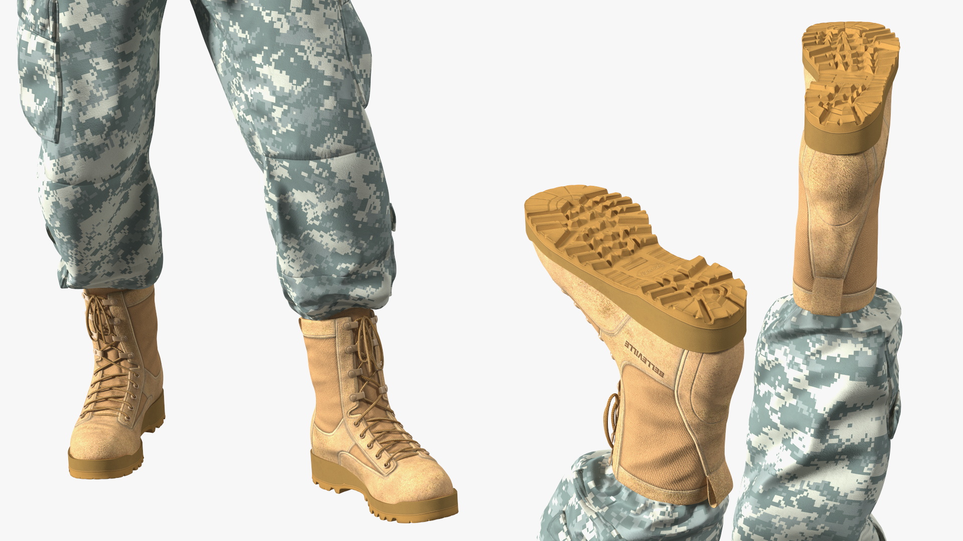 Fully Equipped Military Soldier in Grey Camo Walking 3D