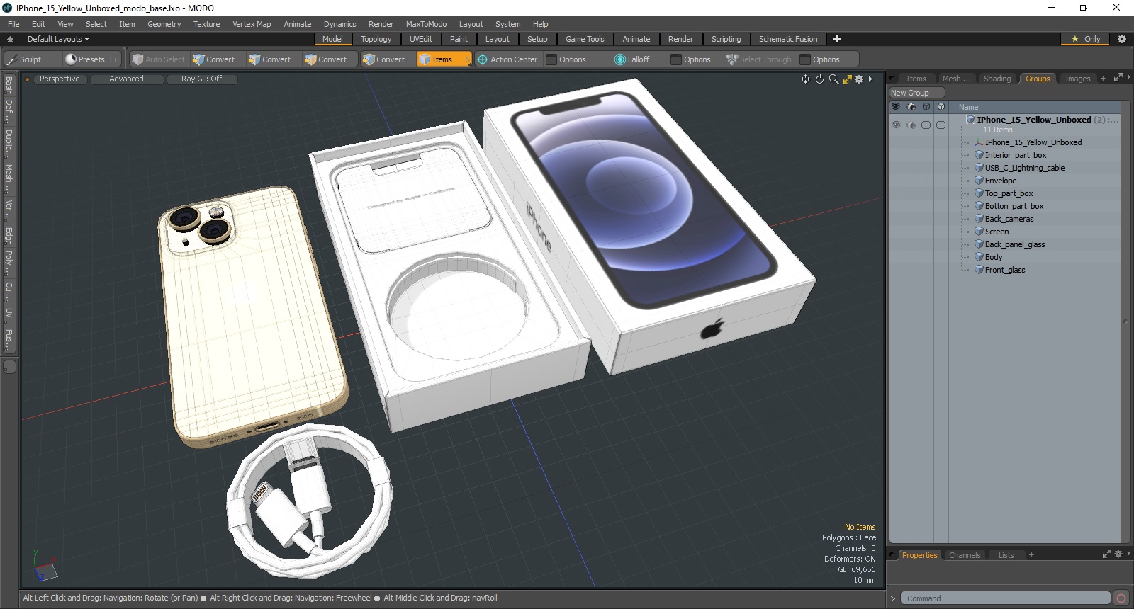 IPhone 15 Yellow Unboxed 3D model