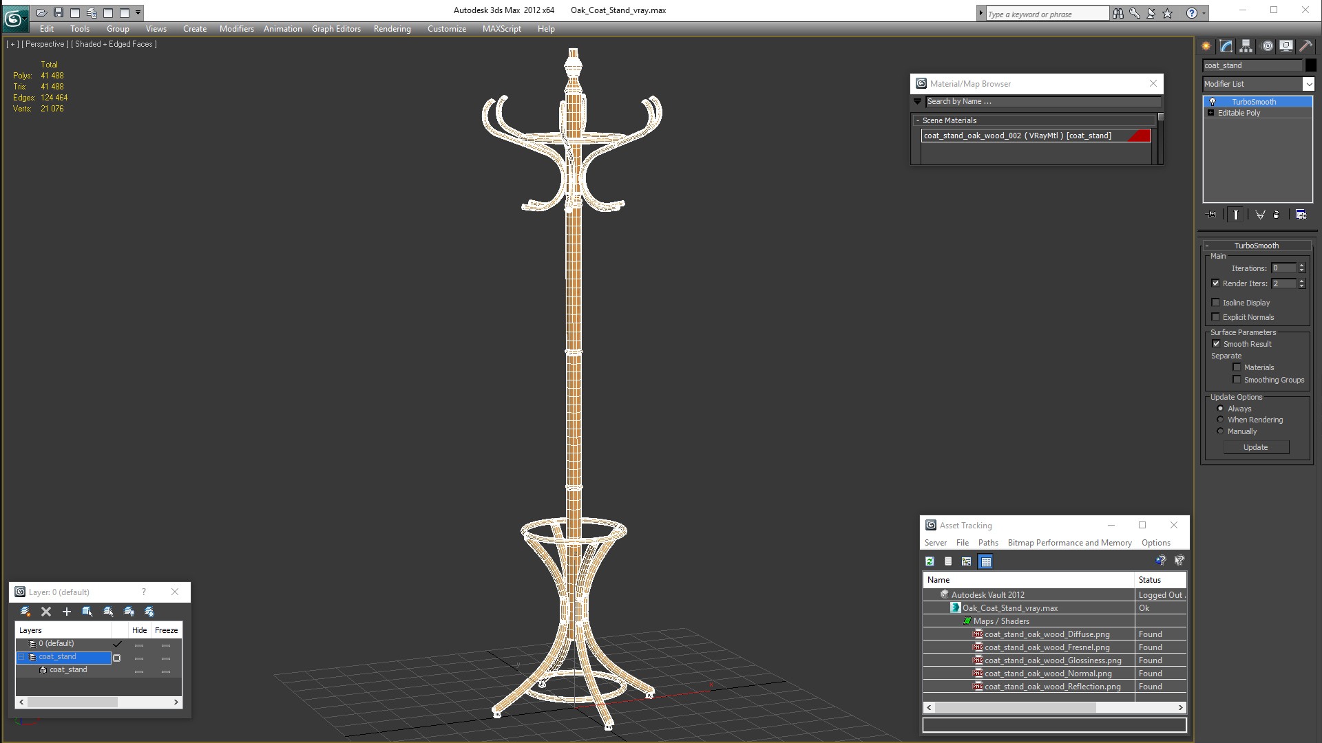 Oak Coat Stand 3D model