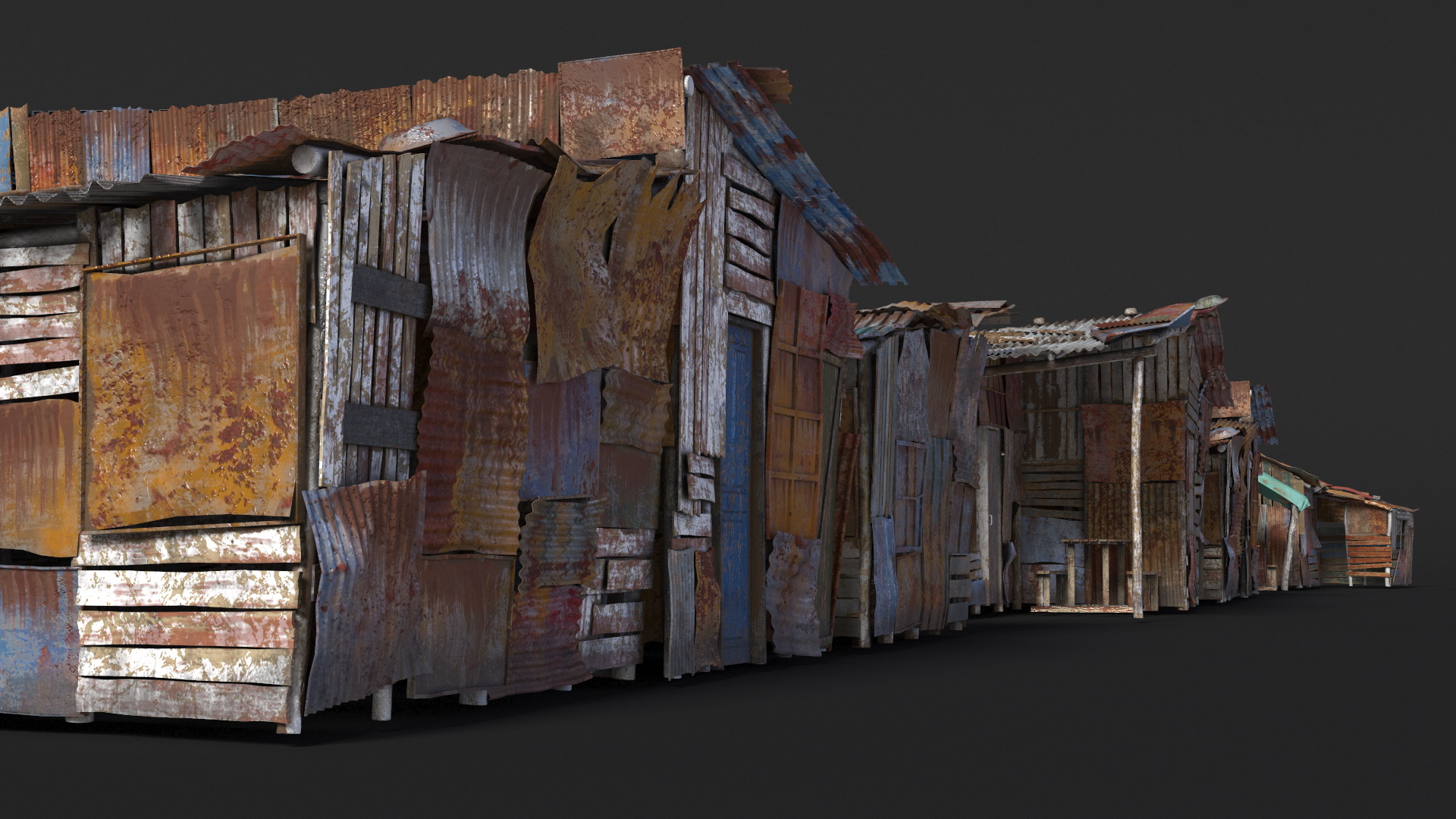 3D Crowded Slum Housing Cluster model