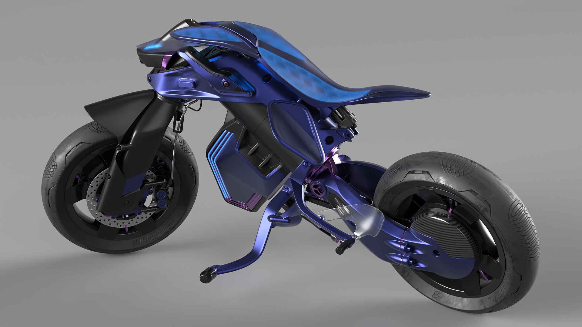 3D Futuristic Balancing Motorcycle Concept Rigged