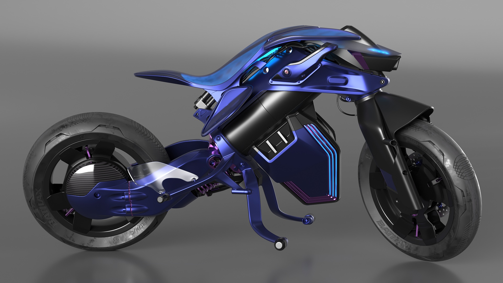 3D Futuristic Balancing Motorcycle Concept Rigged