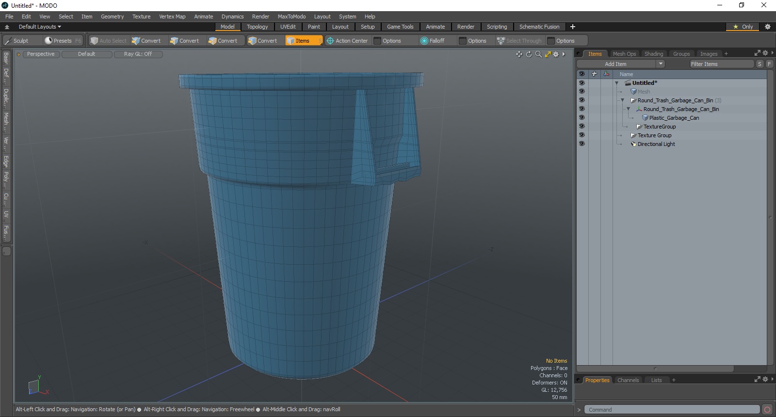 Round Trash Garbage Can Bin 3D