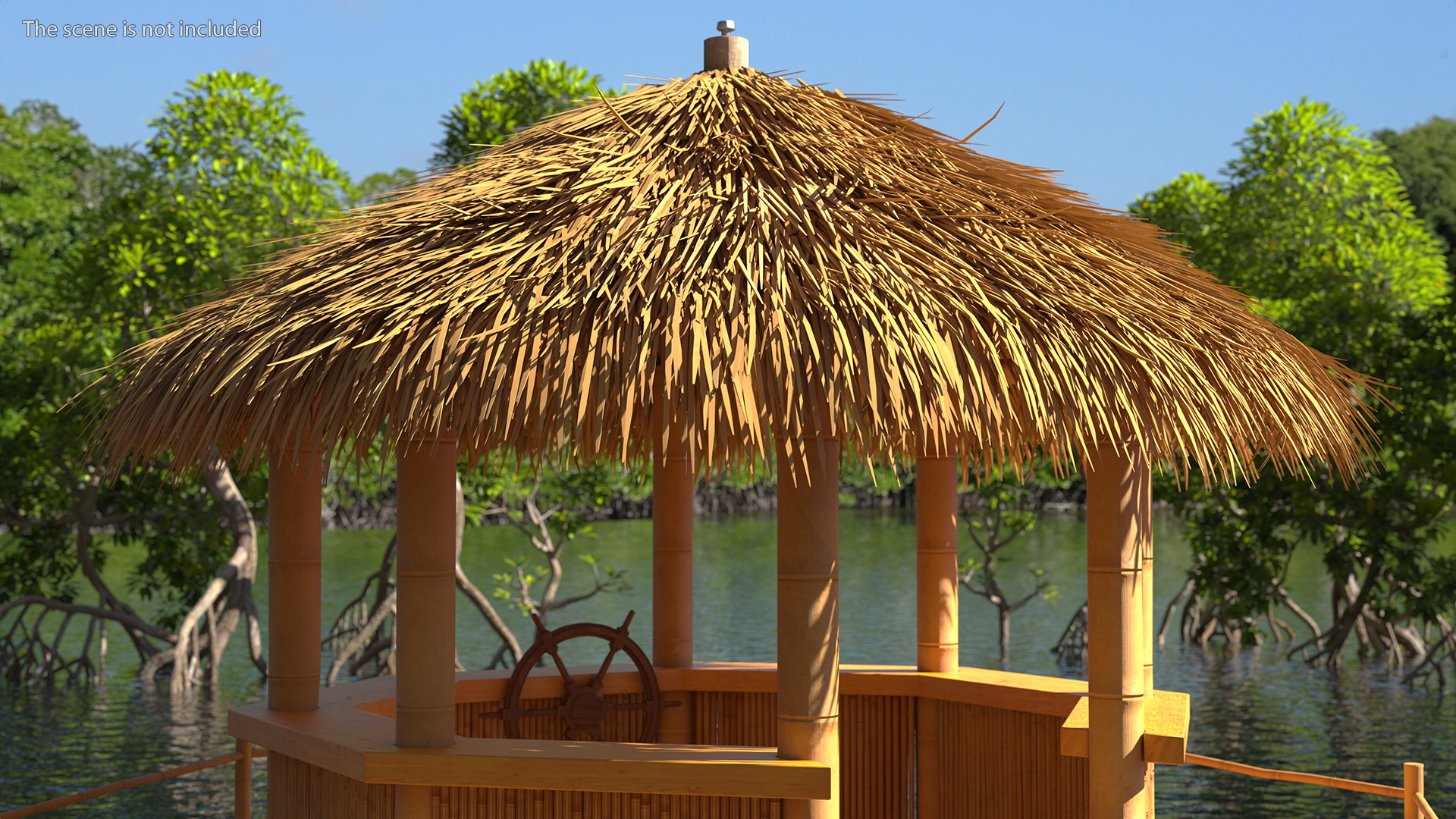 Floating Tiki Bar Boat 3D