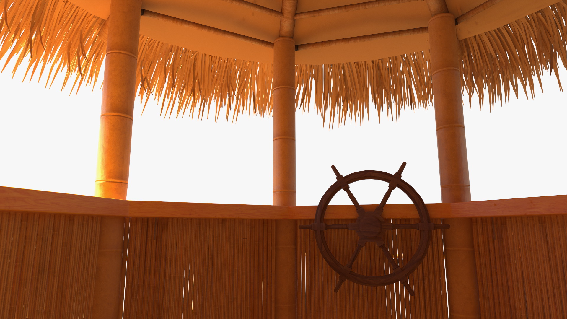 Floating Tiki Bar Boat 3D