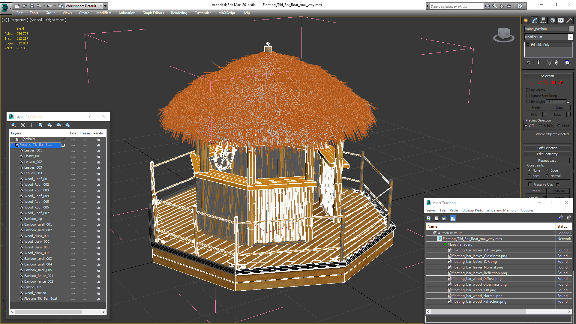 Floating Tiki Bar Boat 3D