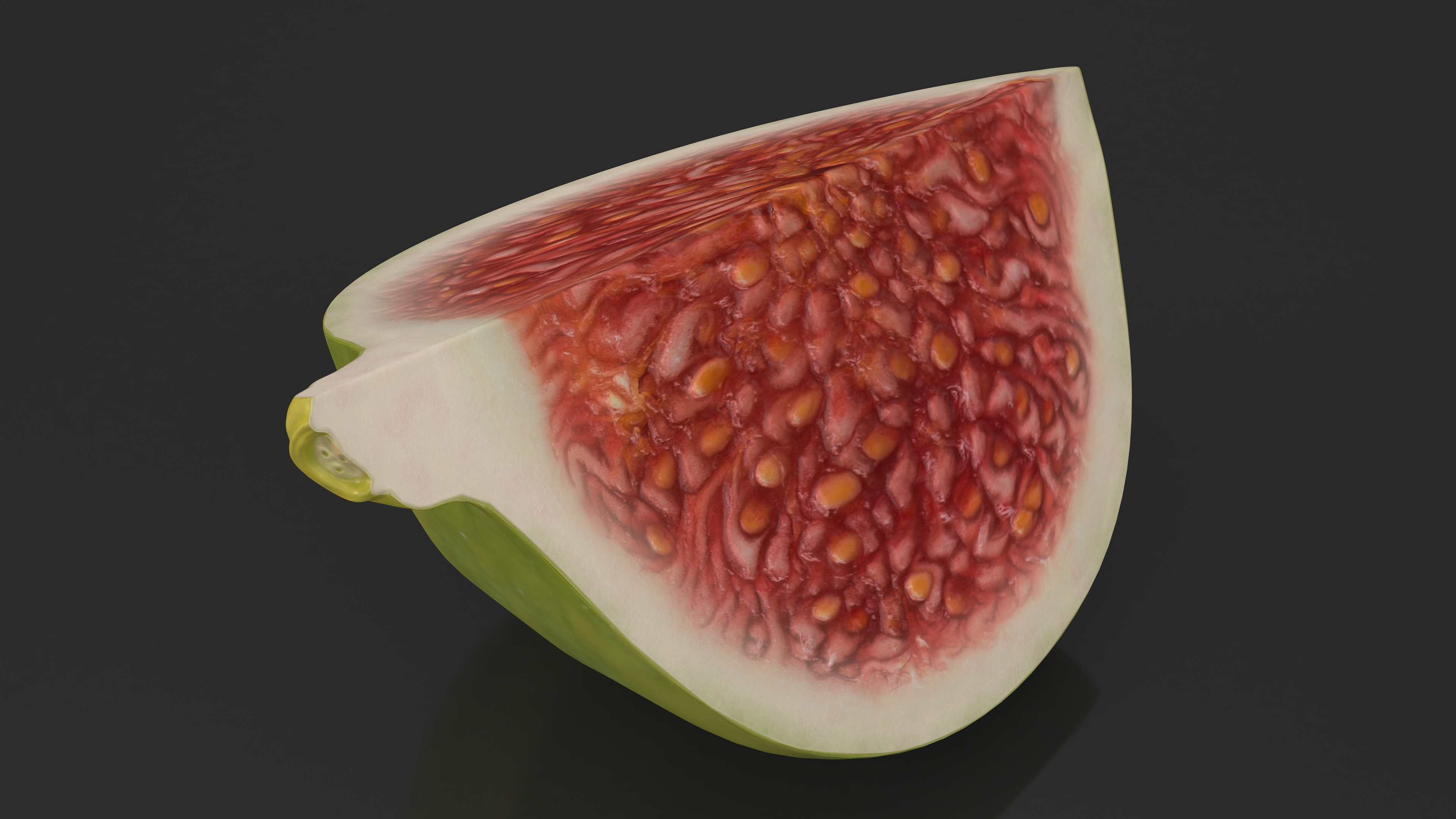 3D Green Fig Fruit Quarter model