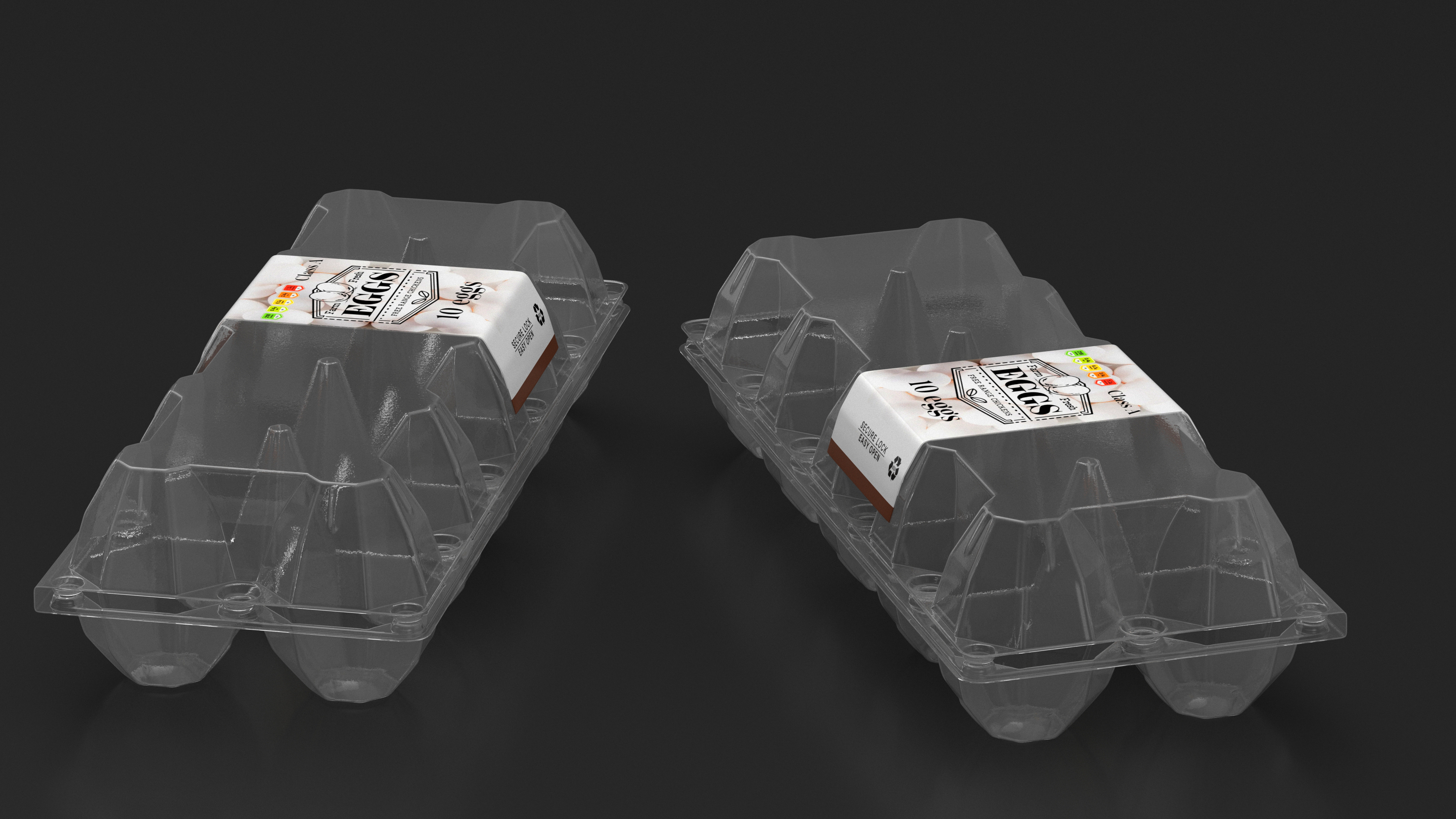 Empty Egg Containers Set 3D model