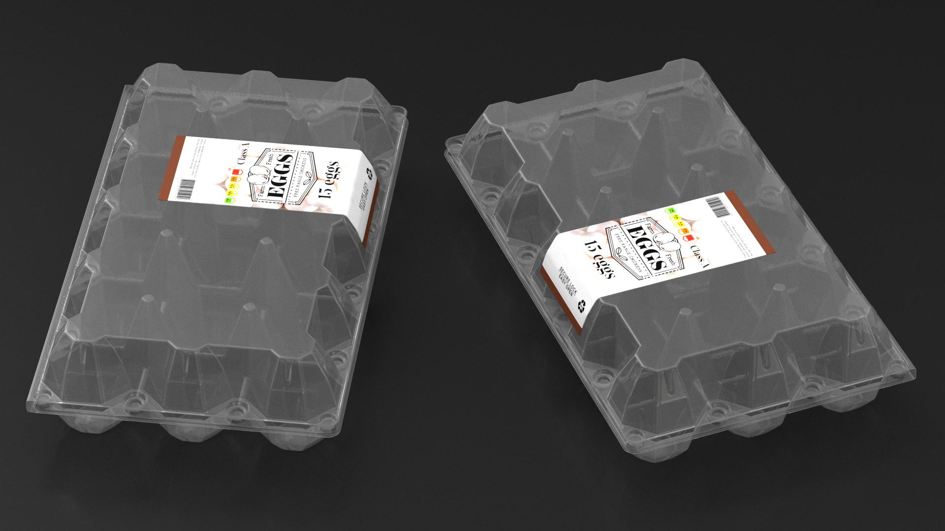 Empty Egg Containers Set 3D model