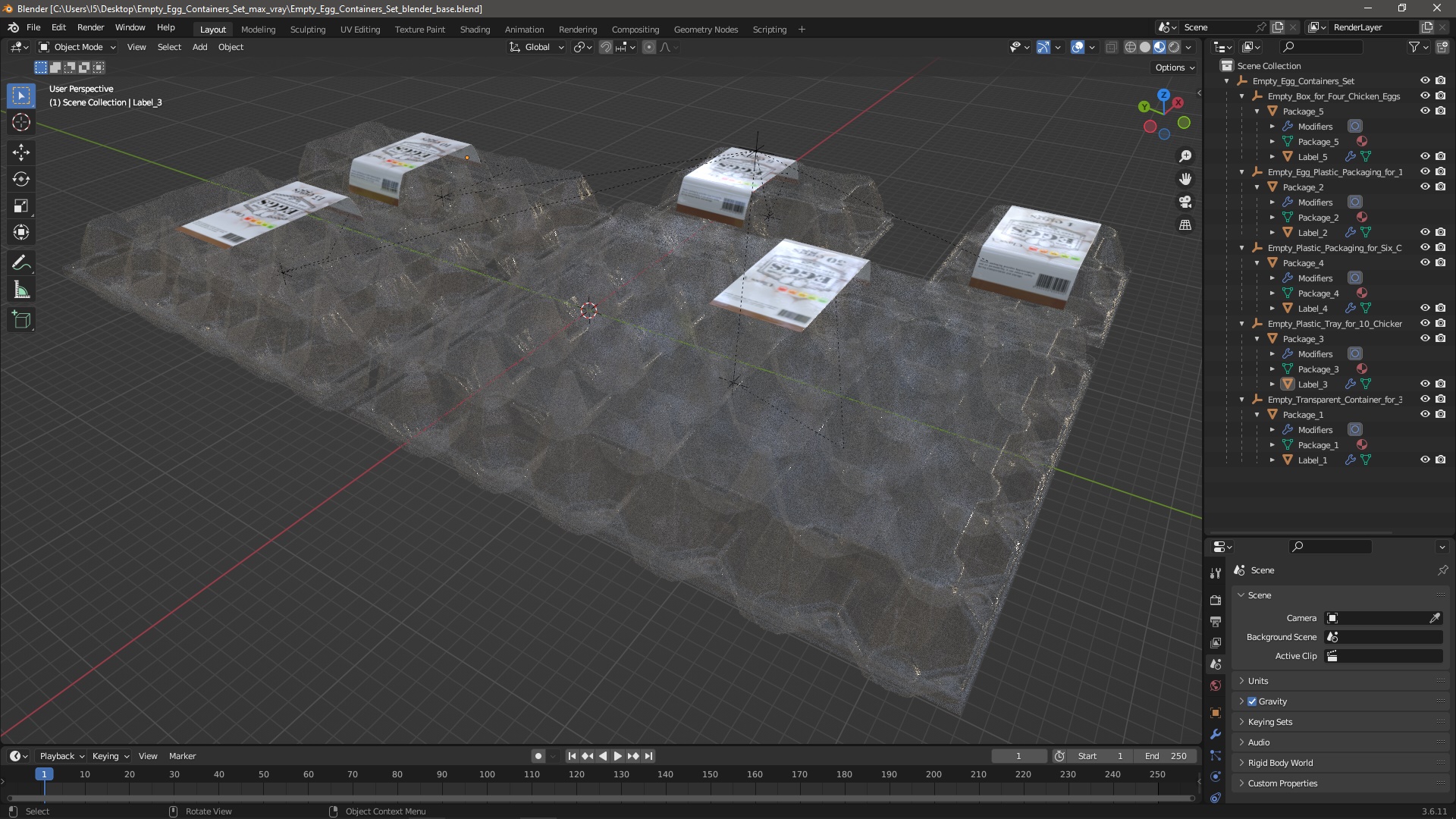 Empty Egg Containers Set 3D model