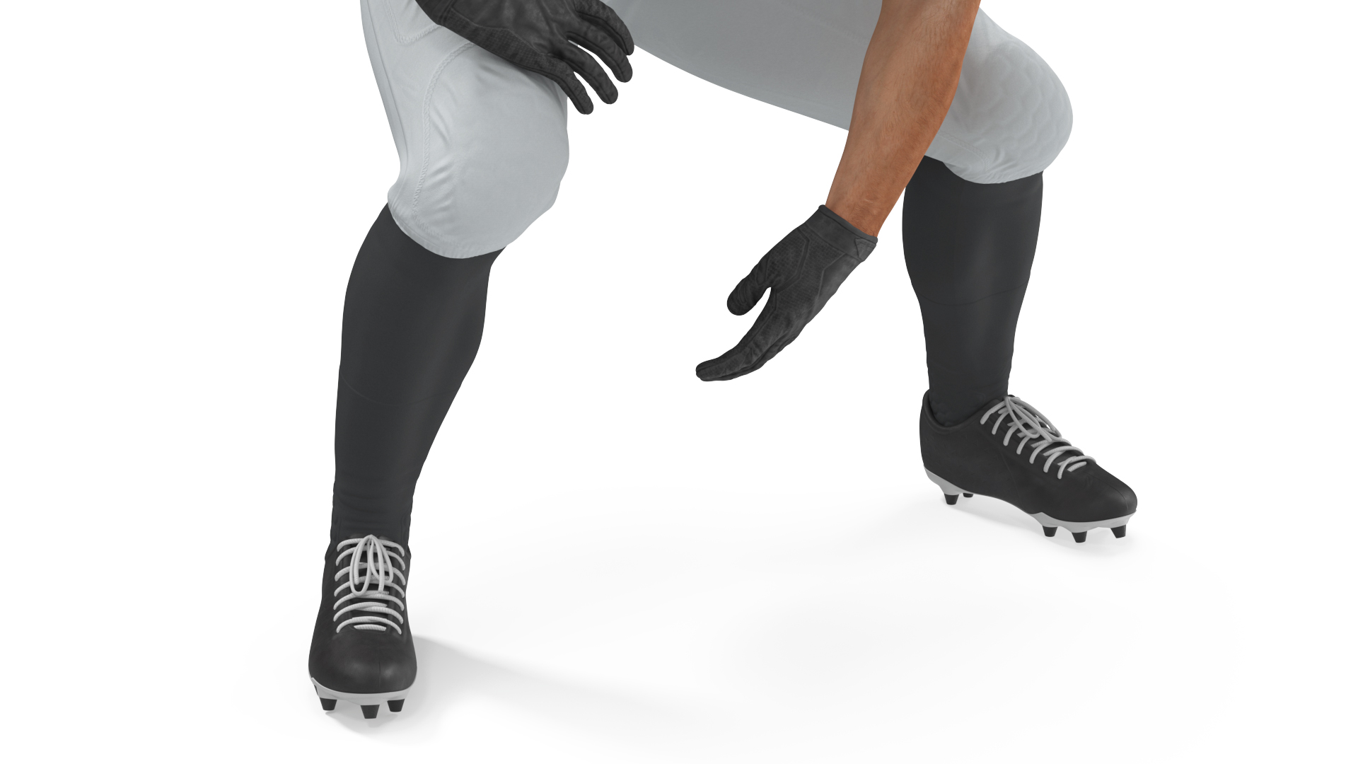 3D Crouching American Football Player White Uniform model