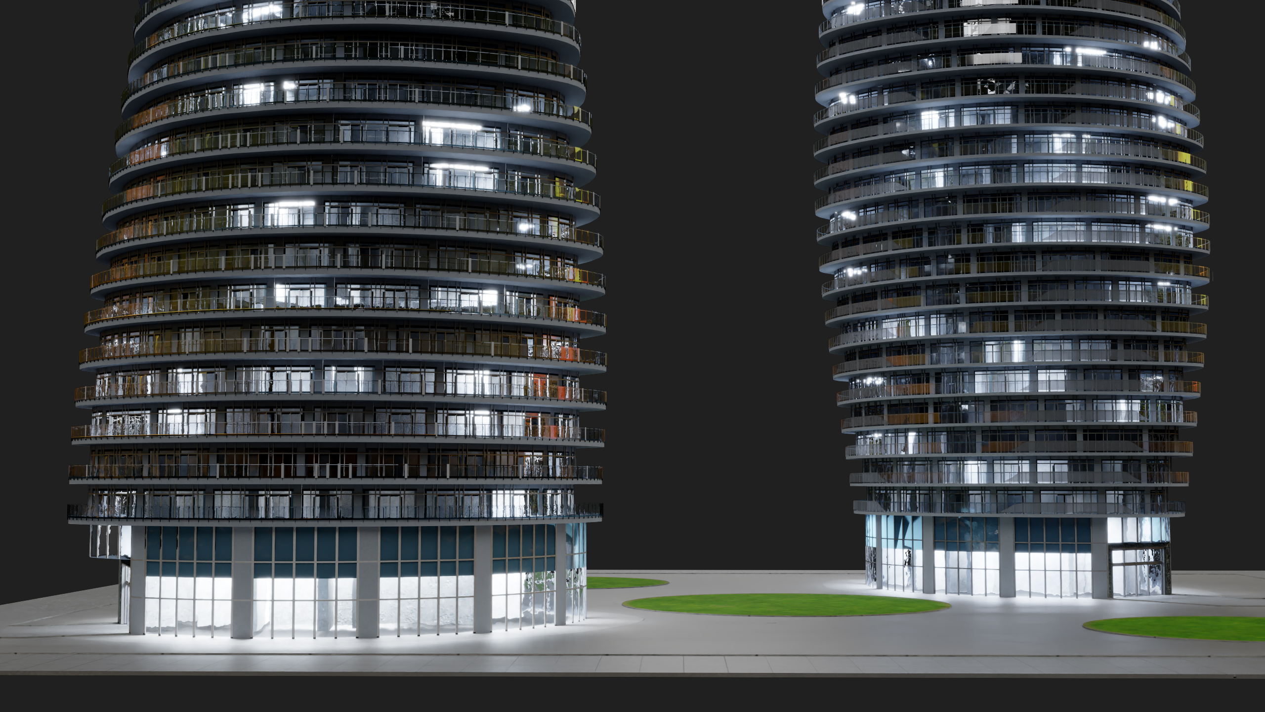 Absolute World Towers in the Night Lightning 3D model