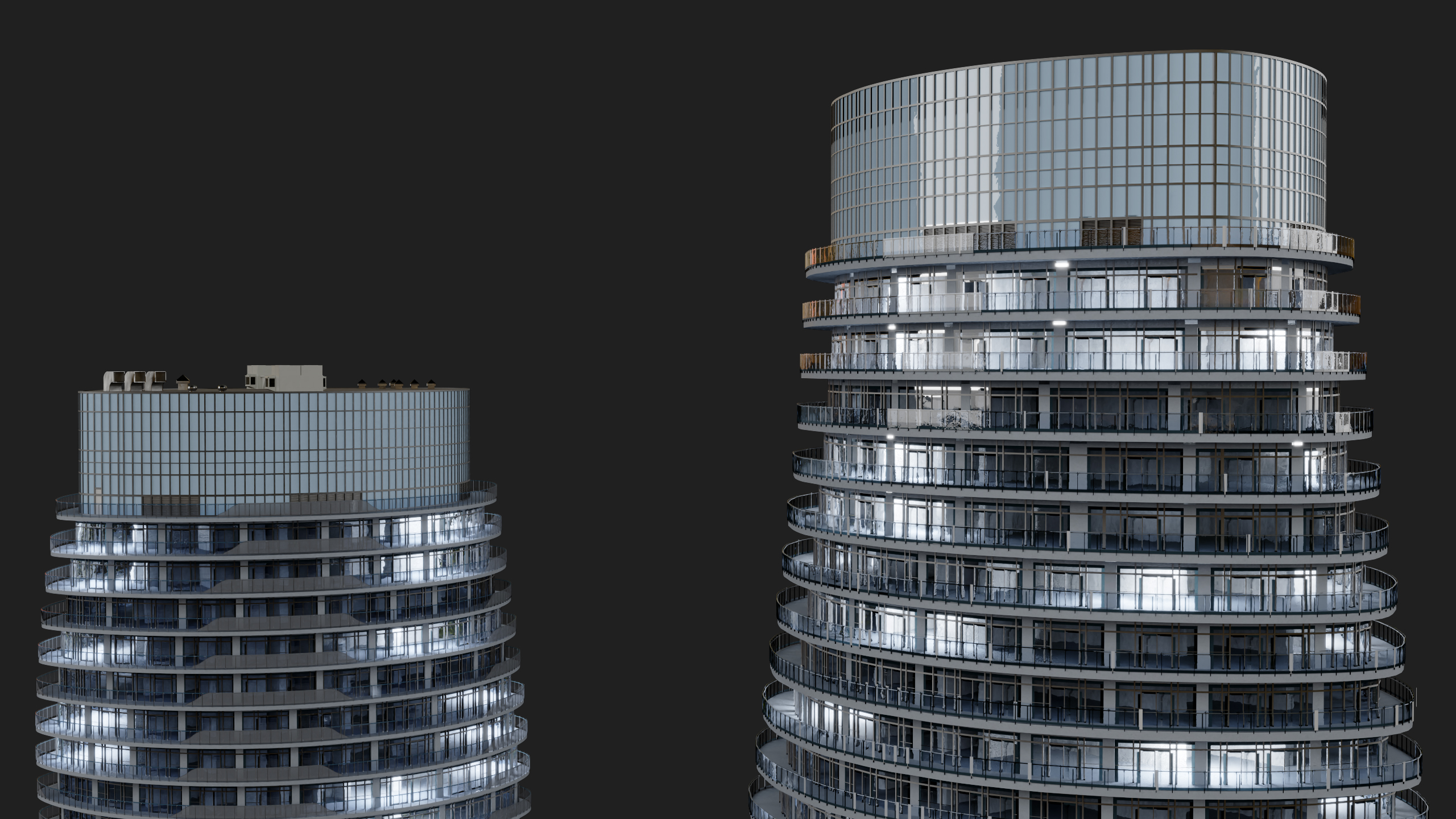 Absolute World Towers in the Night Lightning 3D model