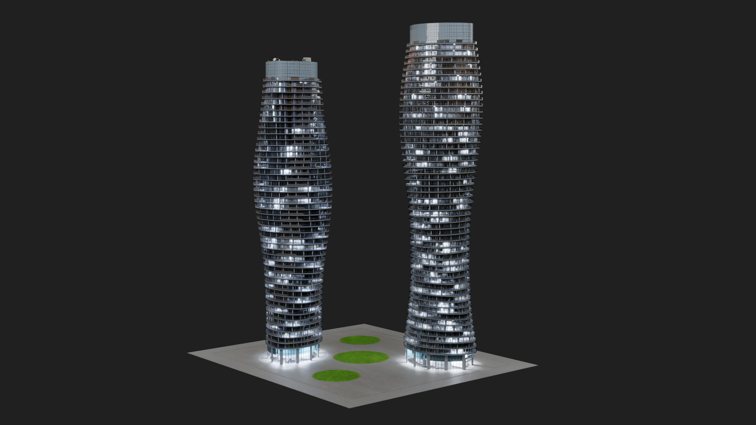 Absolute World Towers in the Night Lightning 3D model