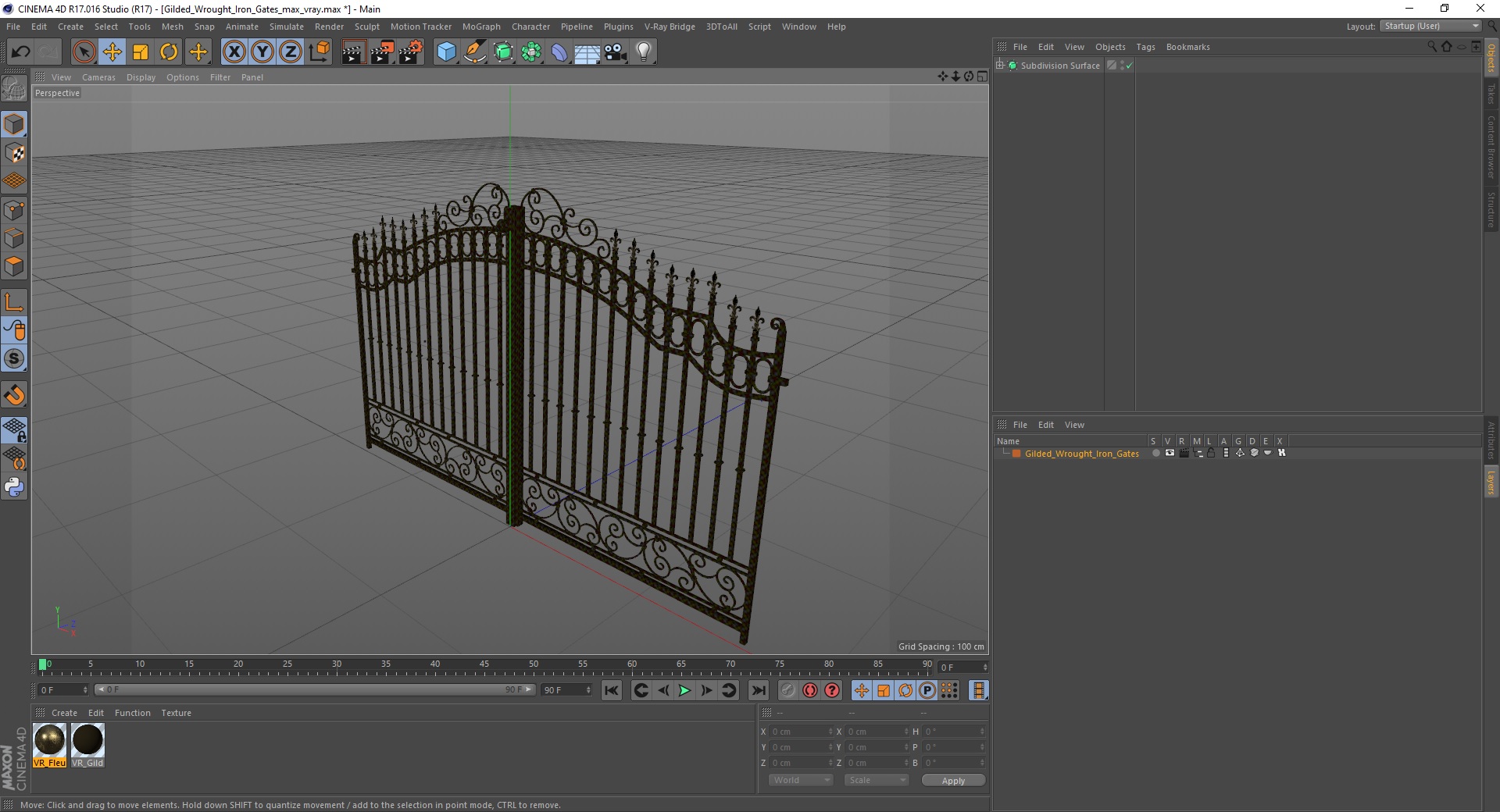 3D model Gilded Wrought Iron Gates