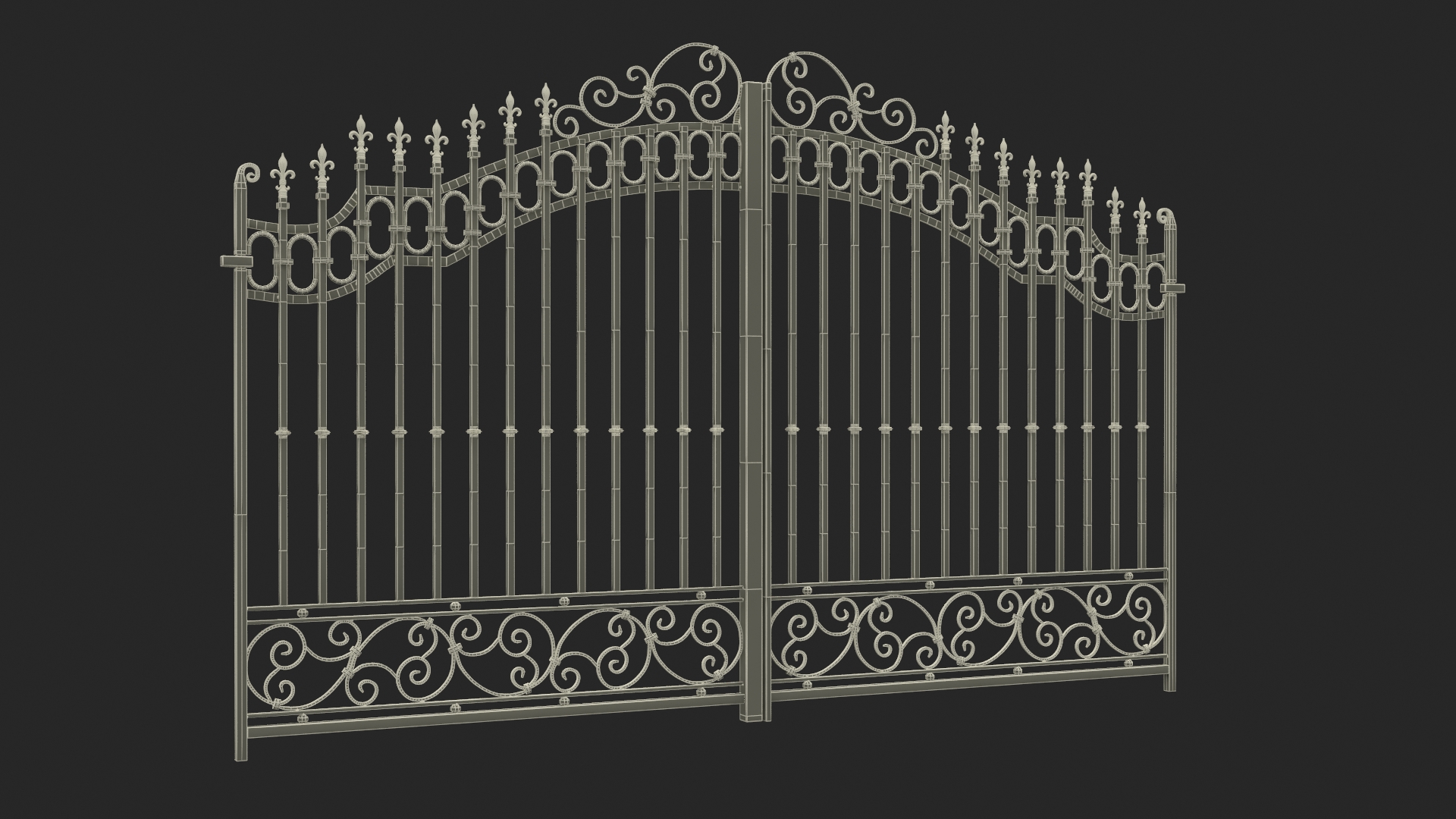 3D model Gilded Wrought Iron Gates