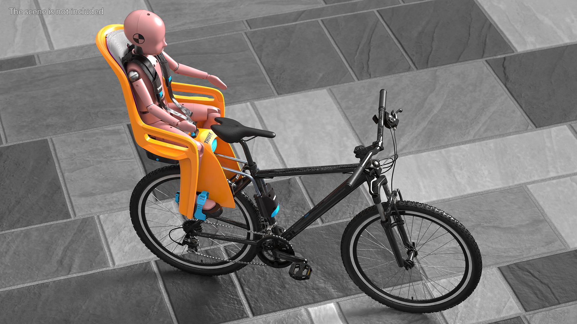 3D Bike with Child Crash Test Dummy in Thule Safety Seat model