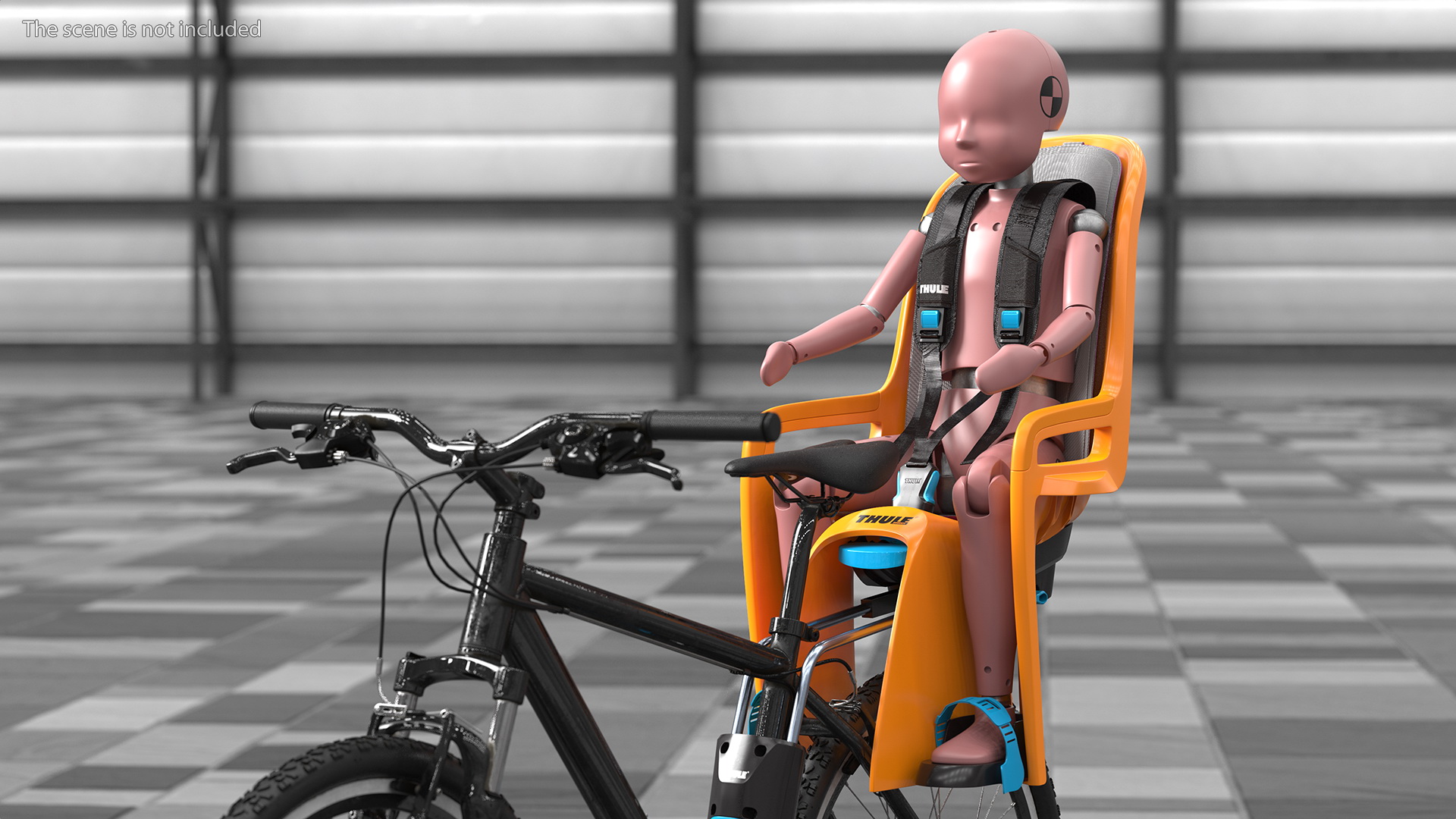 3D Bike with Child Crash Test Dummy in Thule Safety Seat model