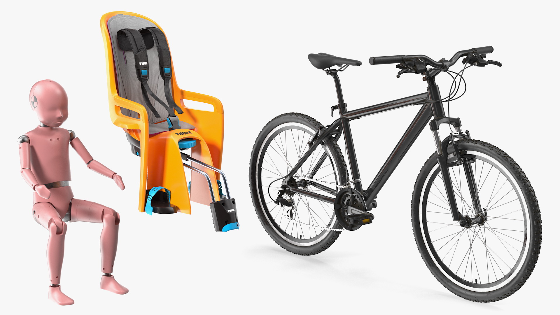 3D Bike with Child Crash Test Dummy in Thule Safety Seat model