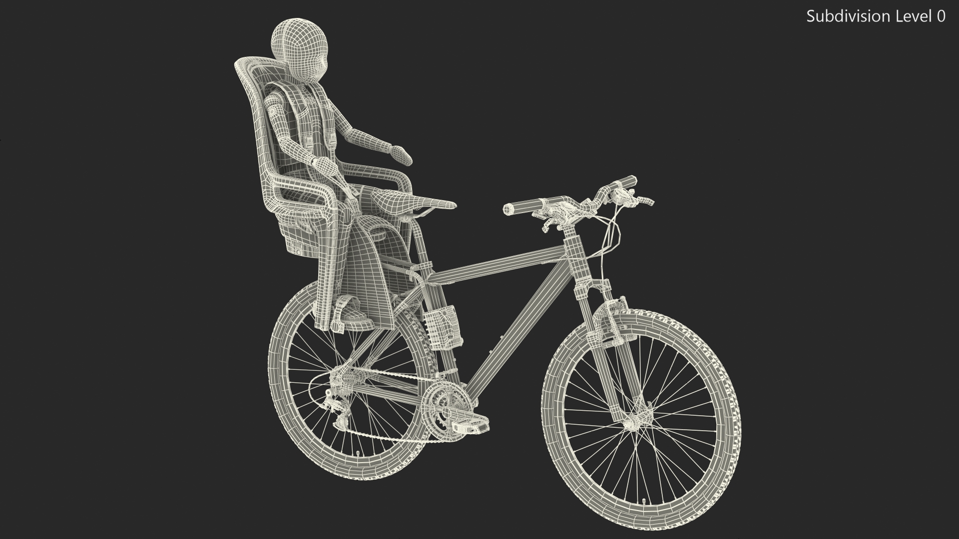 3D Bike with Child Crash Test Dummy in Thule Safety Seat model