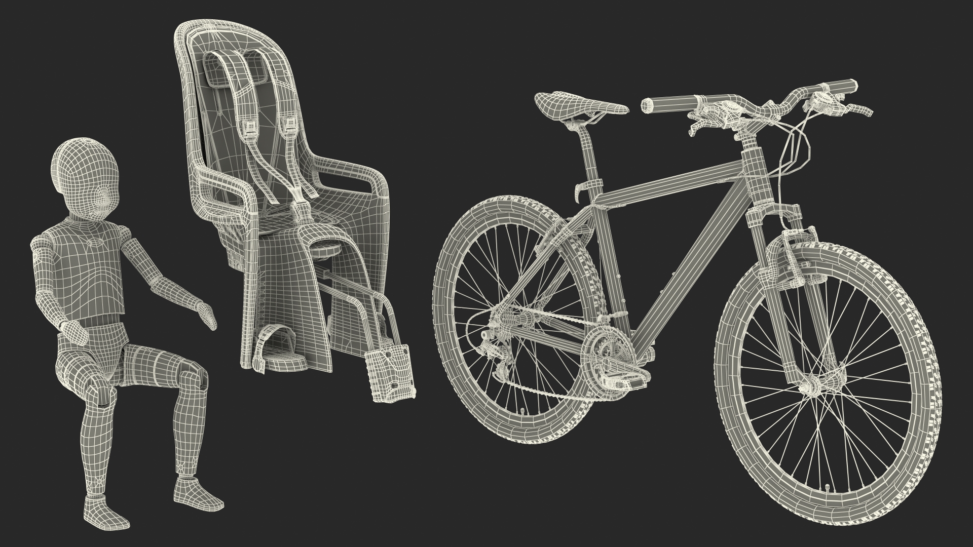 3D Bike with Child Crash Test Dummy in Thule Safety Seat model