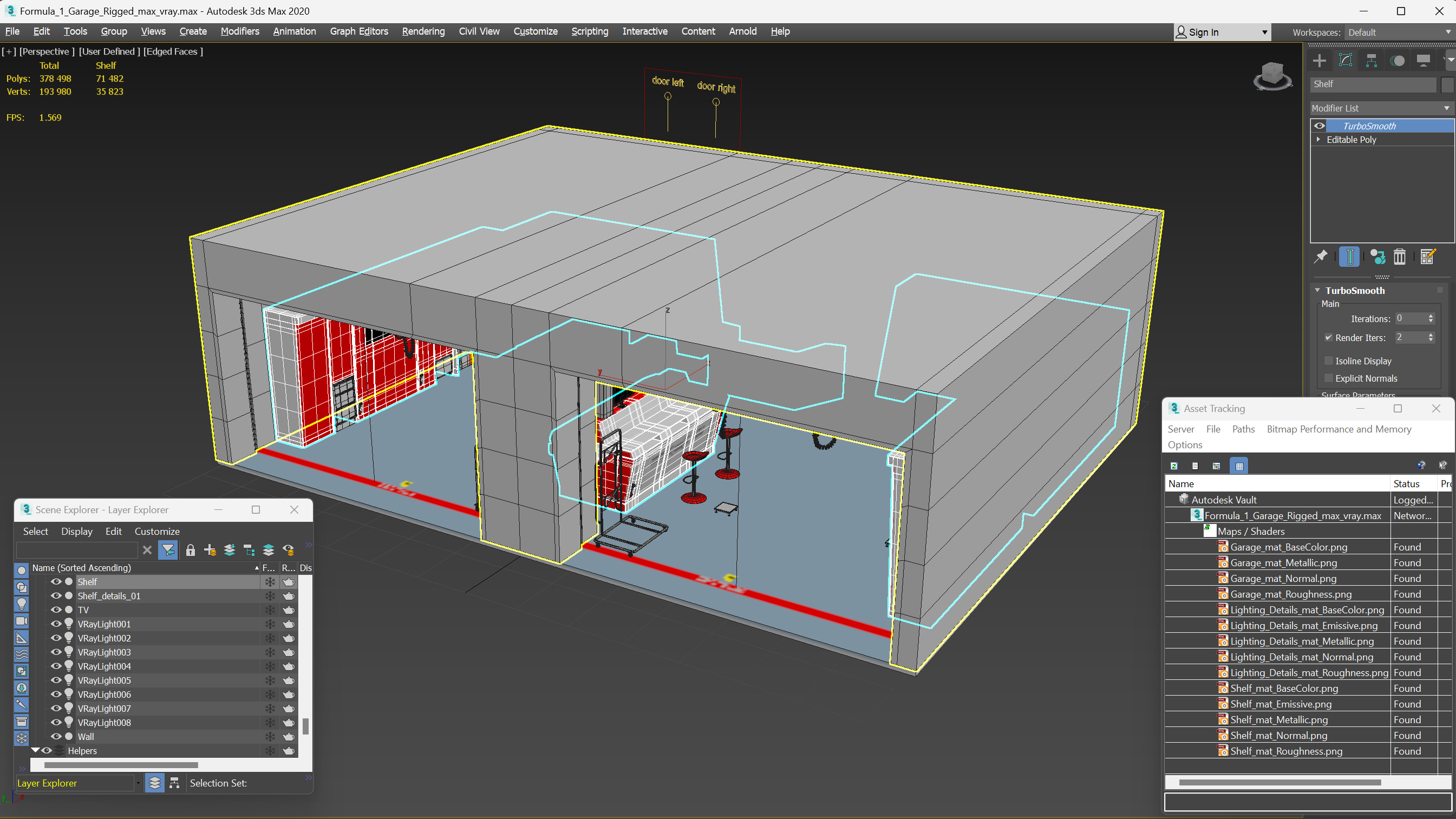 3D Formula 1 Garage Rigged model