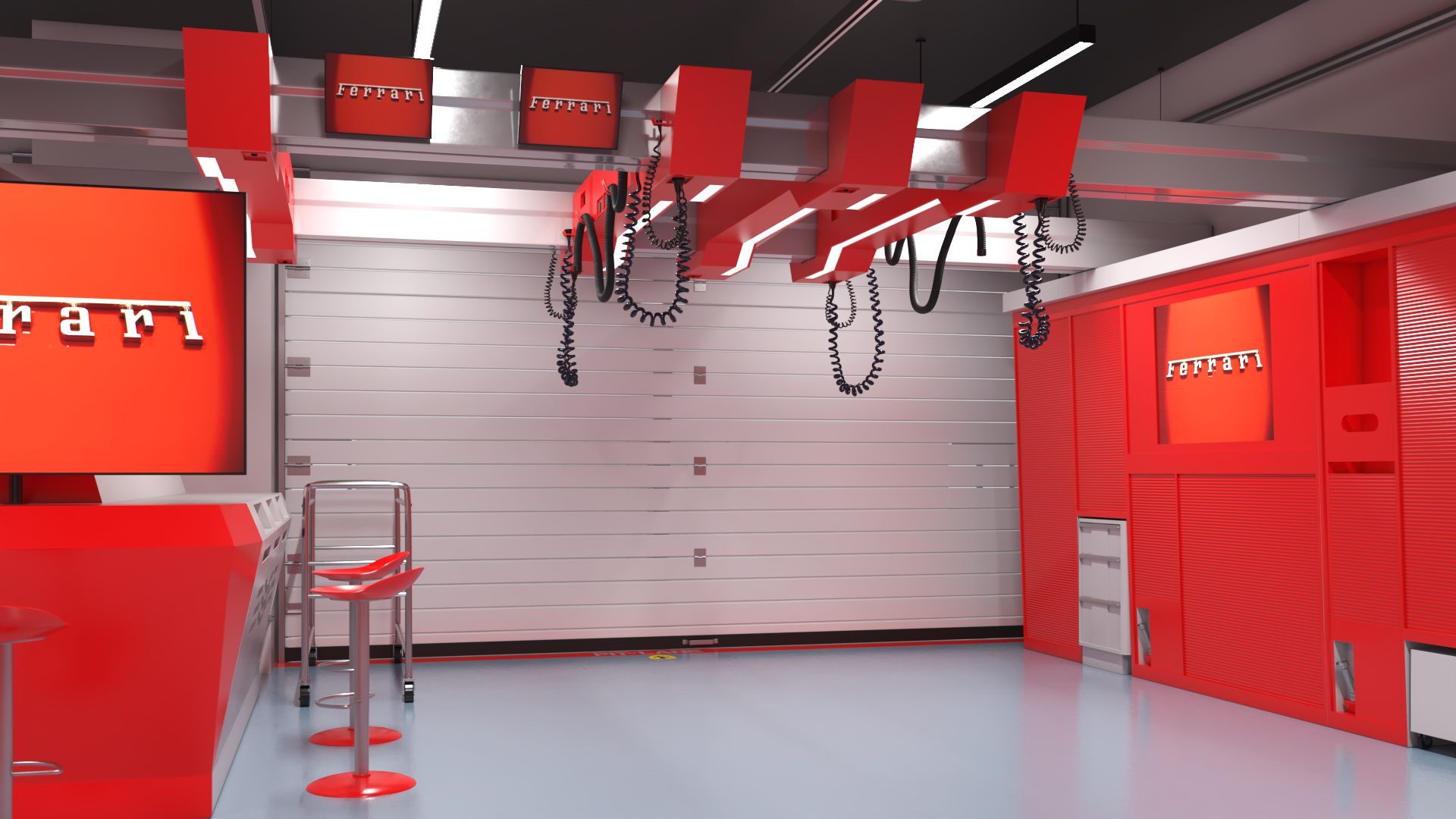 3D Formula 1 Garage Rigged model