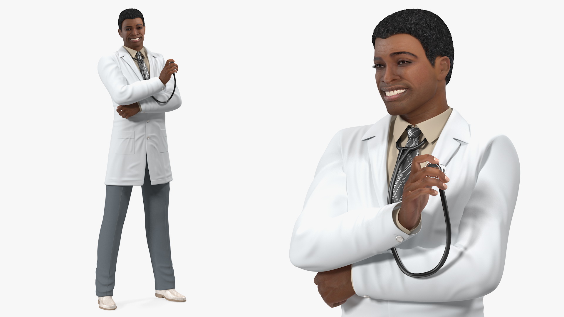 Light Skin Black Man wearing Lab Coat 3D