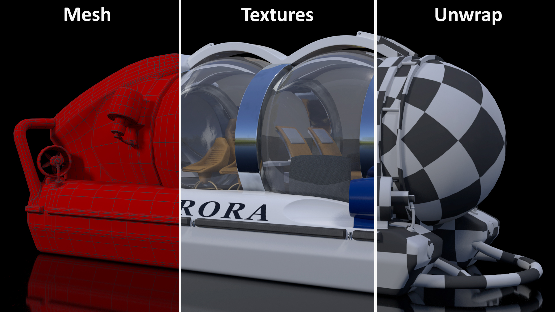 3D AURORA 6 Luxury Private Submarine model