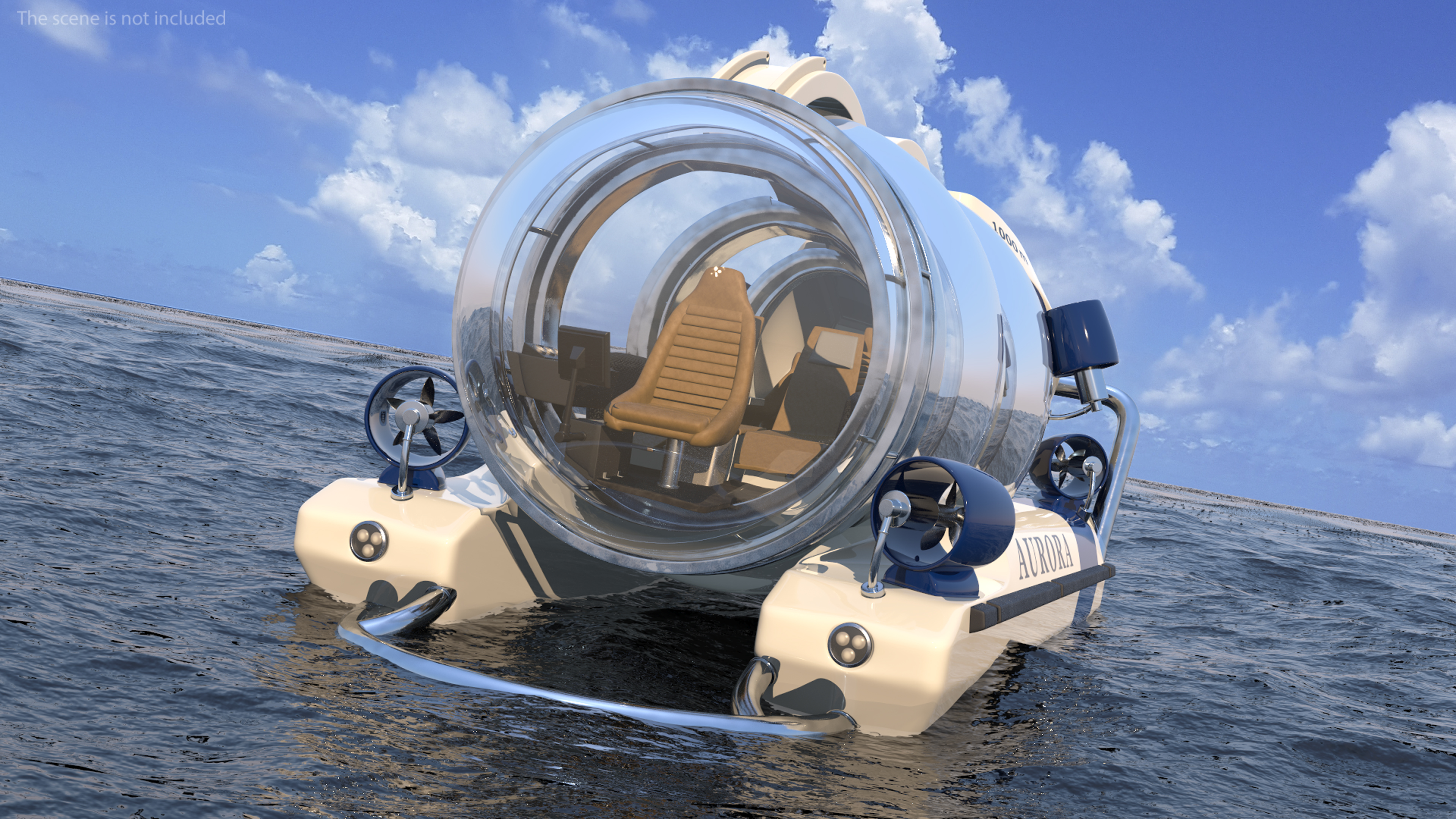 3D AURORA 6 Luxury Private Submarine model