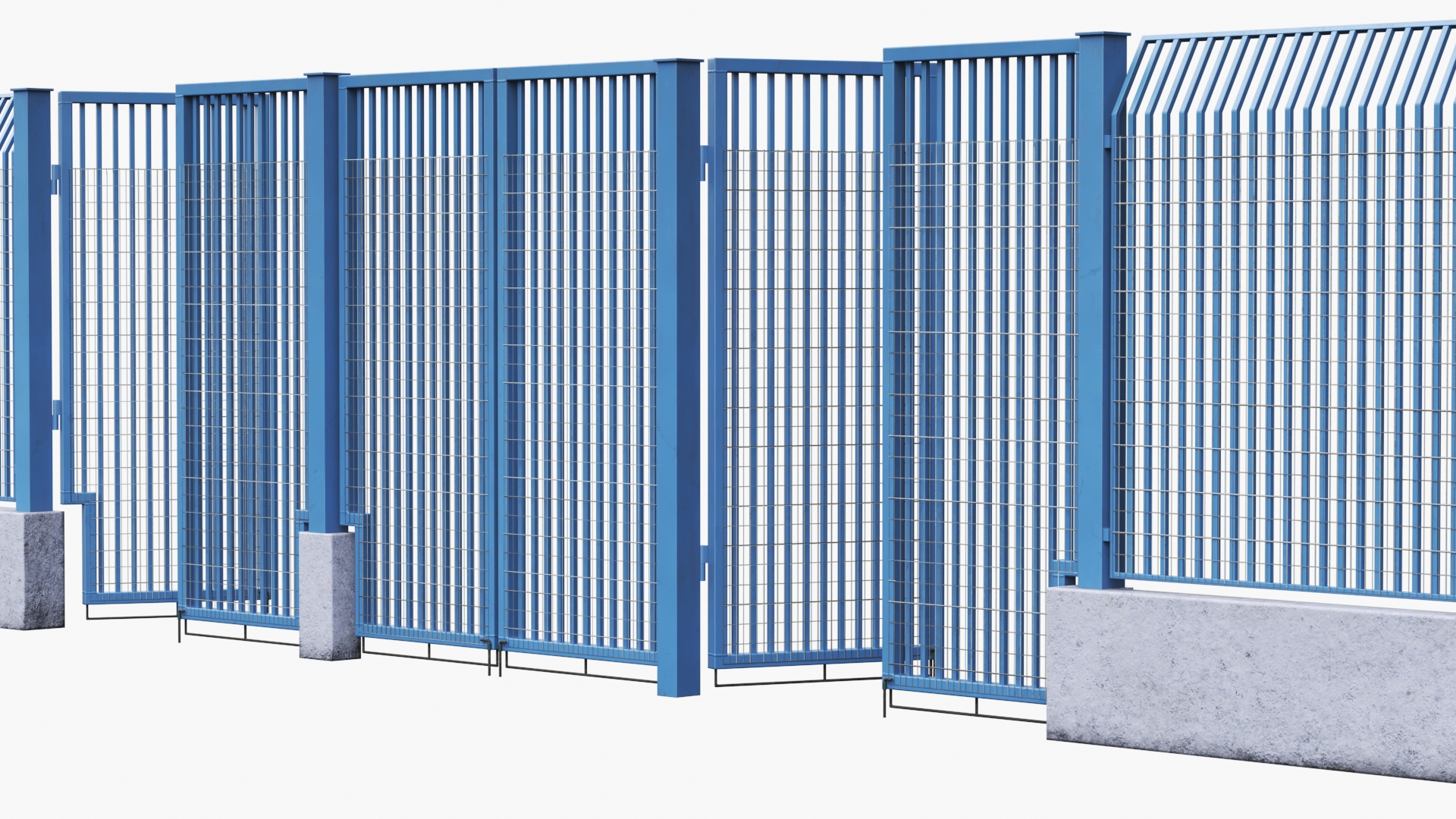 3D Security Gates with Fence Segment Open model