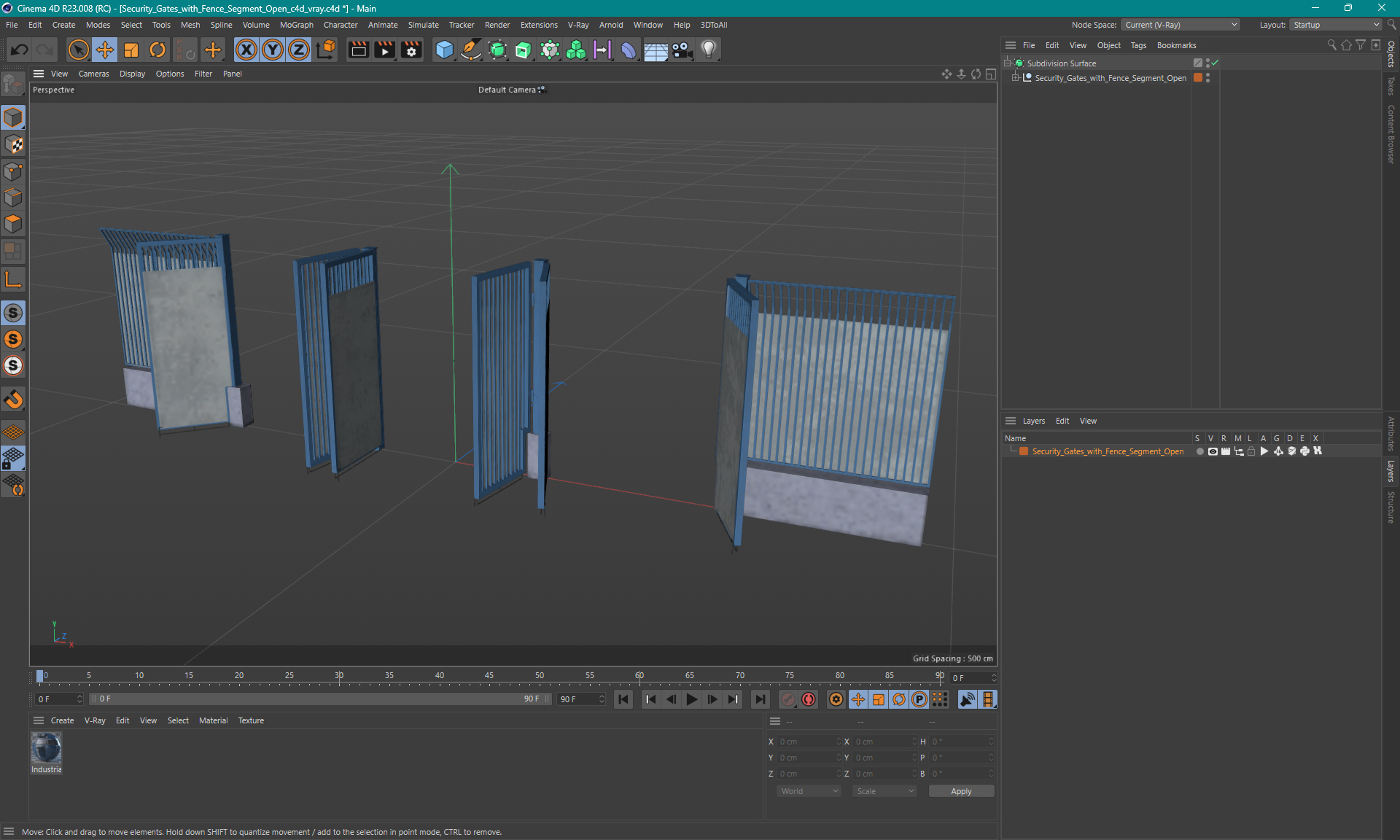 3D Security Gates with Fence Segment Open model