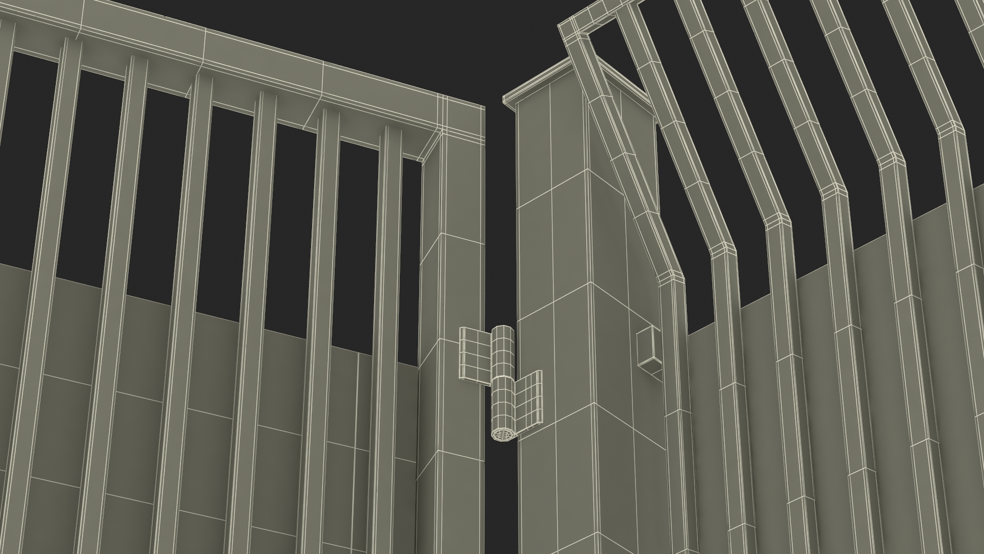 3D Security Gates with Fence Segment Open model