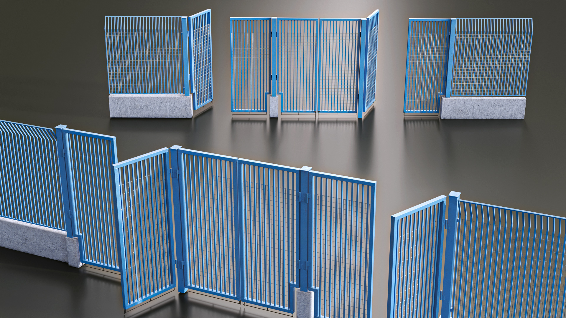 3D Security Gates with Fence Segment Open model